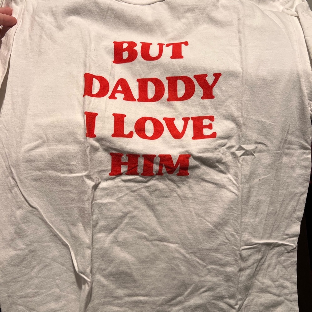 White T-Shirt with Red Text